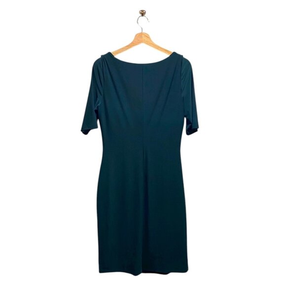 Lauren Ralph Lauren Sinched Ruched Midi Dress Forest Green Size 14 Holiday Cute - Picture 10 of 12